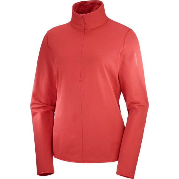 Dámské Bundy Salomon Essential Lightwarm Half Zip Červené | CZ 59JPYBN